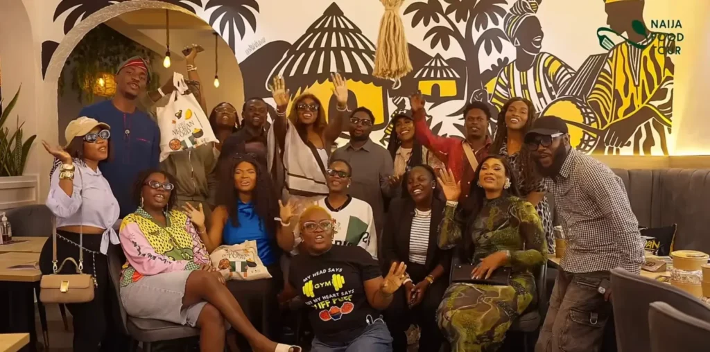 Group of guests enjoying a cultural experience during Nigerian food tours in Lagos with Naija Food Tour