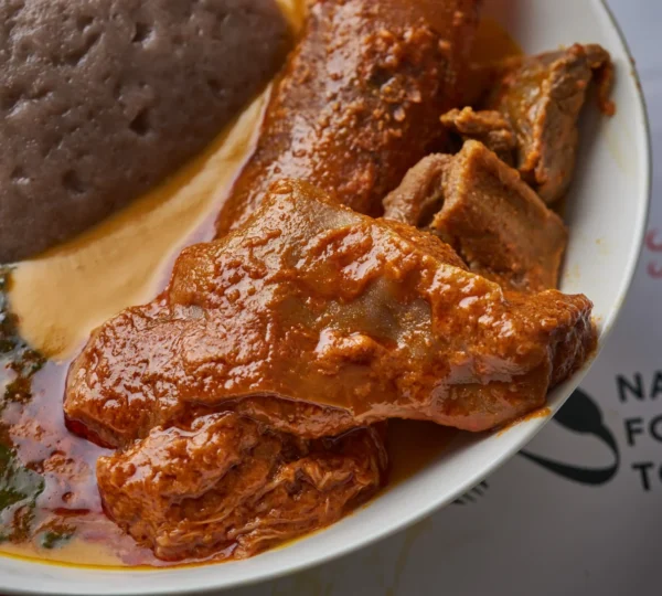 Amala served with designer soups in an elevated dining style, a refined example of Naija gourmet food.